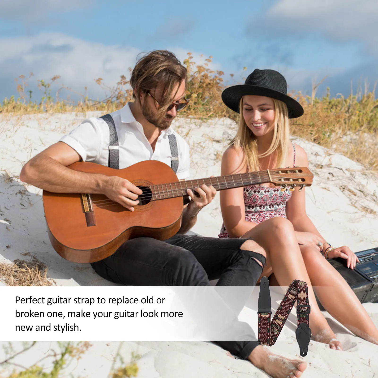 

Adjustable Guitar Strap Belt PU Replacement Accessory Professional Folk Anti Wear Stretch Guitar Parts