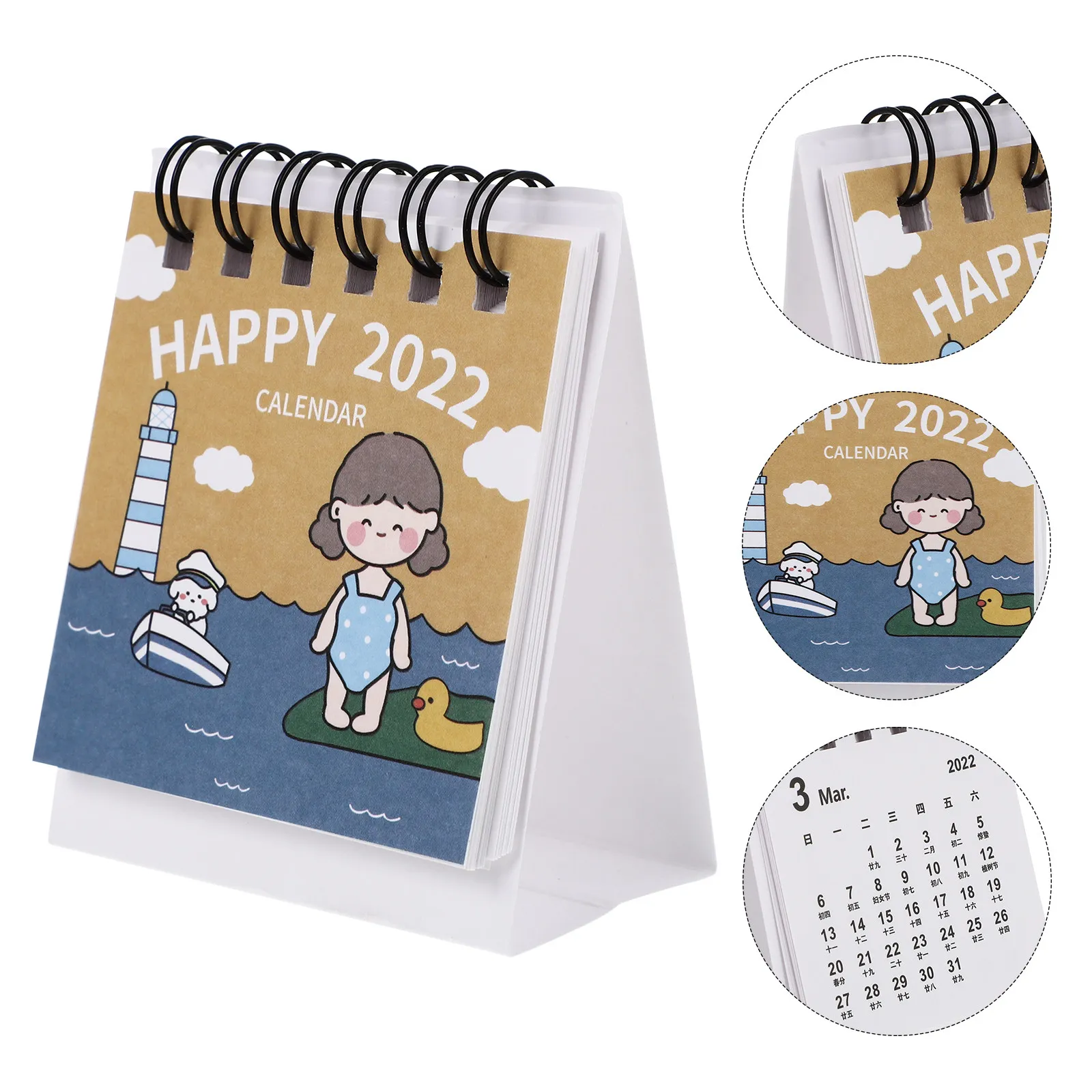 1Pcs Desktop Mini Calendar Creative Chic Design Convenient Note-Taking Schedule Planner Monthly Office Calendar 2022