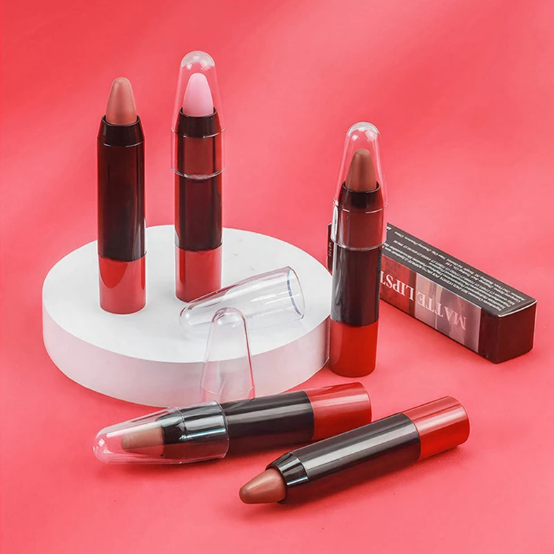 Velvet Matte Lipsticks Pencil Waterproof Long Lasting Sexy Red Lip Stick Non-Stick Cup Makeup Lip Tint Pen Cosmetic 8 Colors