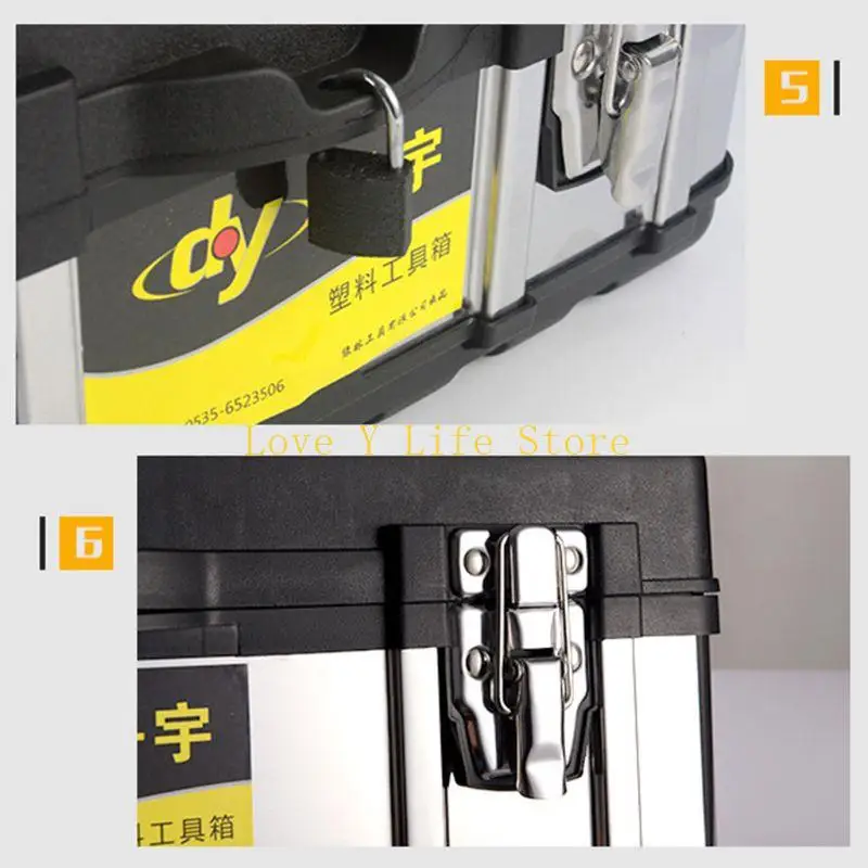 L74C Multifunzionale Struttura a doppio strato in acciaio inossidabile Organizzatore portatile in plastica con hardware a manico
