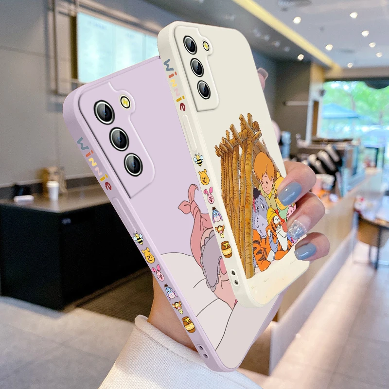 Winnie the Pooh Ferkel niedlichen Handy hülle für Samsung Galaxy S24 S23 S22 S21 S20 Pro Fe plus ultra flüssige linke Seil abdeckung