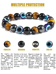 OAIITE-pulsera Turca contra el mal de ojo para mujer, pulsera de piedra de ojo de tigre para hombres, joyería curativa de hematita para el cuidado de la salud, 8mm, nuevo