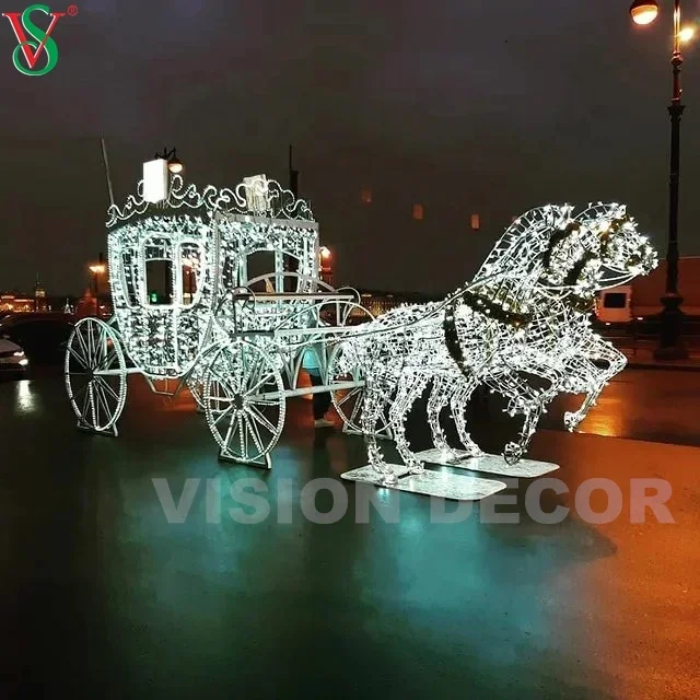 LED 3D Carruaje Luces untuk komersial al aire libre de Navidad decoracion de vacaciones