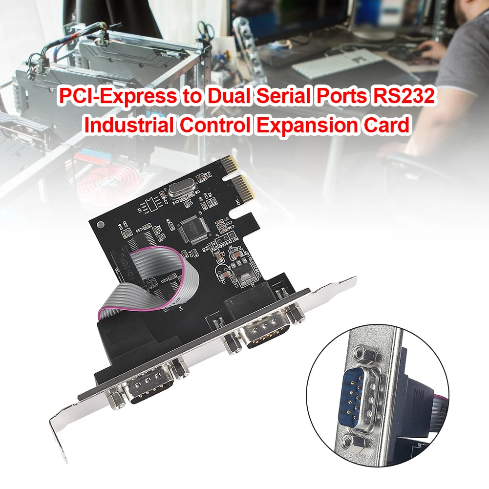 PCI-E Serial Card PCI-Express to Dual Serial Ports COM RS232 Interface Desktop Industrial Control Computer Expansion Card