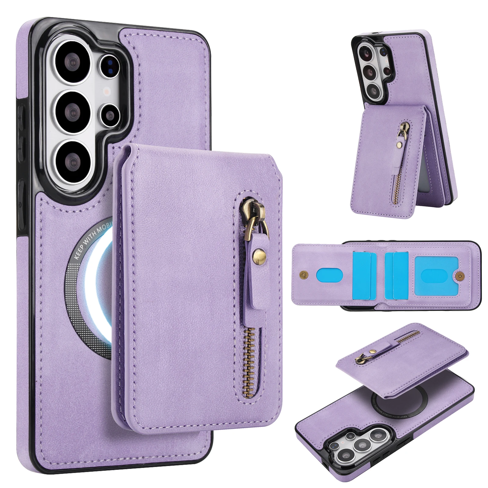 Luxury Wallet Leather Zipper 2 in 1  Magnetic Cards Holder Case For Samsung Galaxy S26 S25 S24 S23 Ultra Plus Pocket Bag Cover