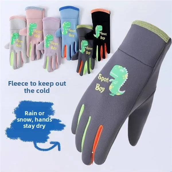 

Детские перчатки Thiened Fce для осени и зимы, водонепроницаемые светящиеся перчатки для езды на велосипеде на открытом воздухе, для девочек и мальчиков, школьная форма