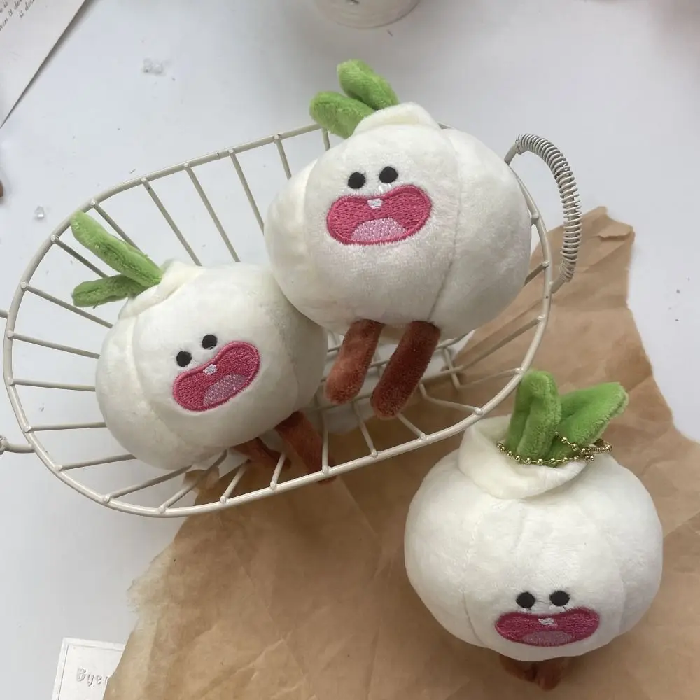 Pflanzen-Schlüsselanhänger, Knoblauch-Plüschpuppe, süßer lustiger Schlüsselanhänger, Gemüse-Schlüsselanhänger, einzigartiger vegetarischer Miniatur-Knoblauch-Anhänger, Rucksack-Anhänger