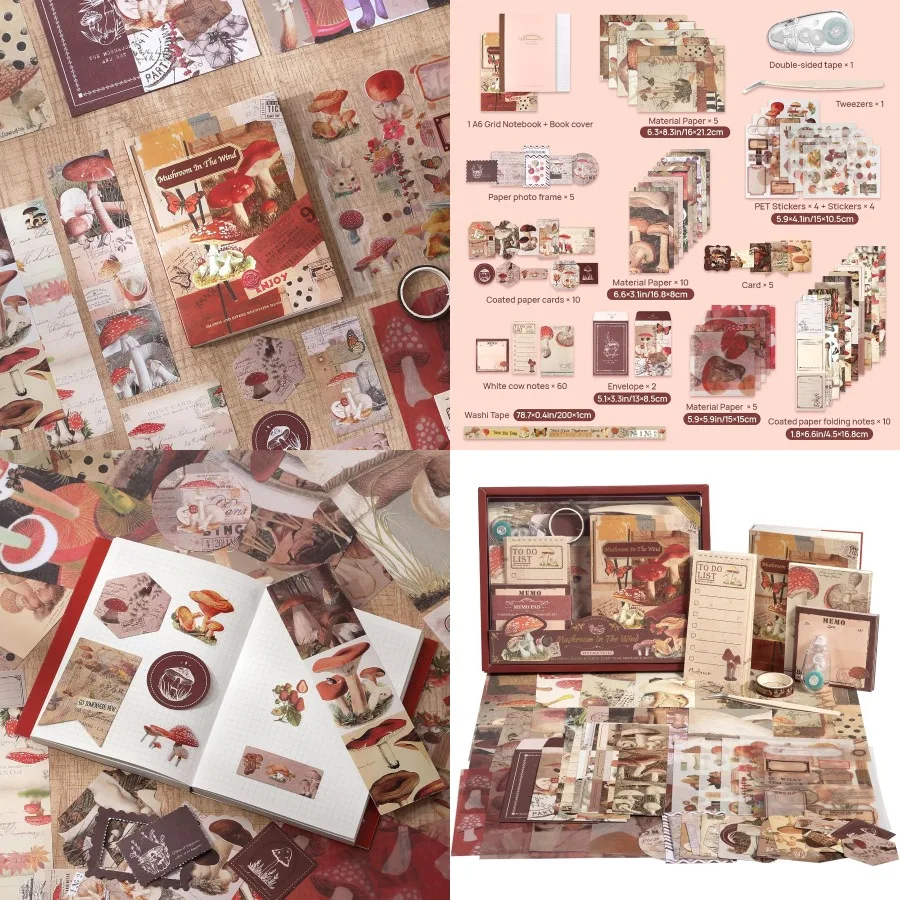 مجموعة لوازم ألبوم صور القصاصات مع ملاقط وشريط لاصق مجموعة يوميات جمالية عتيقة لحفظ الذاكرة حرفية P #1