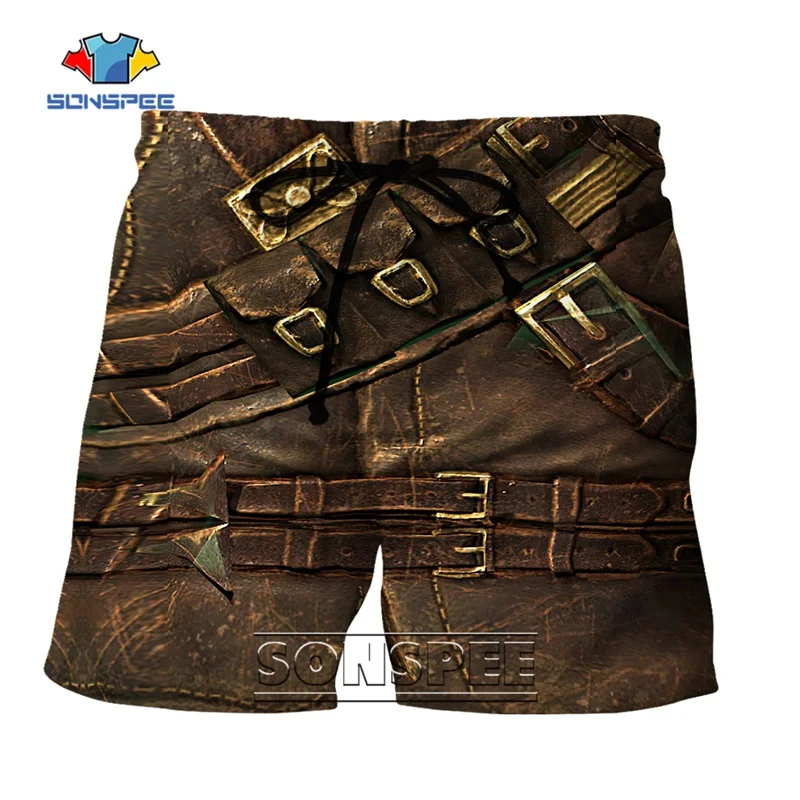 

SONSPEE Summer 3D Printed Army Veteran Armor Military Shorts Men Women Harajuku Fitness Pants Running Elastic Waist Cool Shorts