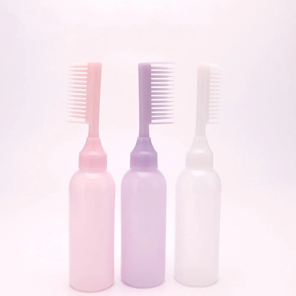 3 قطع من زجاجات توزيع مشط الجذر المحمولة، حاويات صبغ الشعر متعددة الاستخدام لتصفيف زجاجات مشط الزجاجات