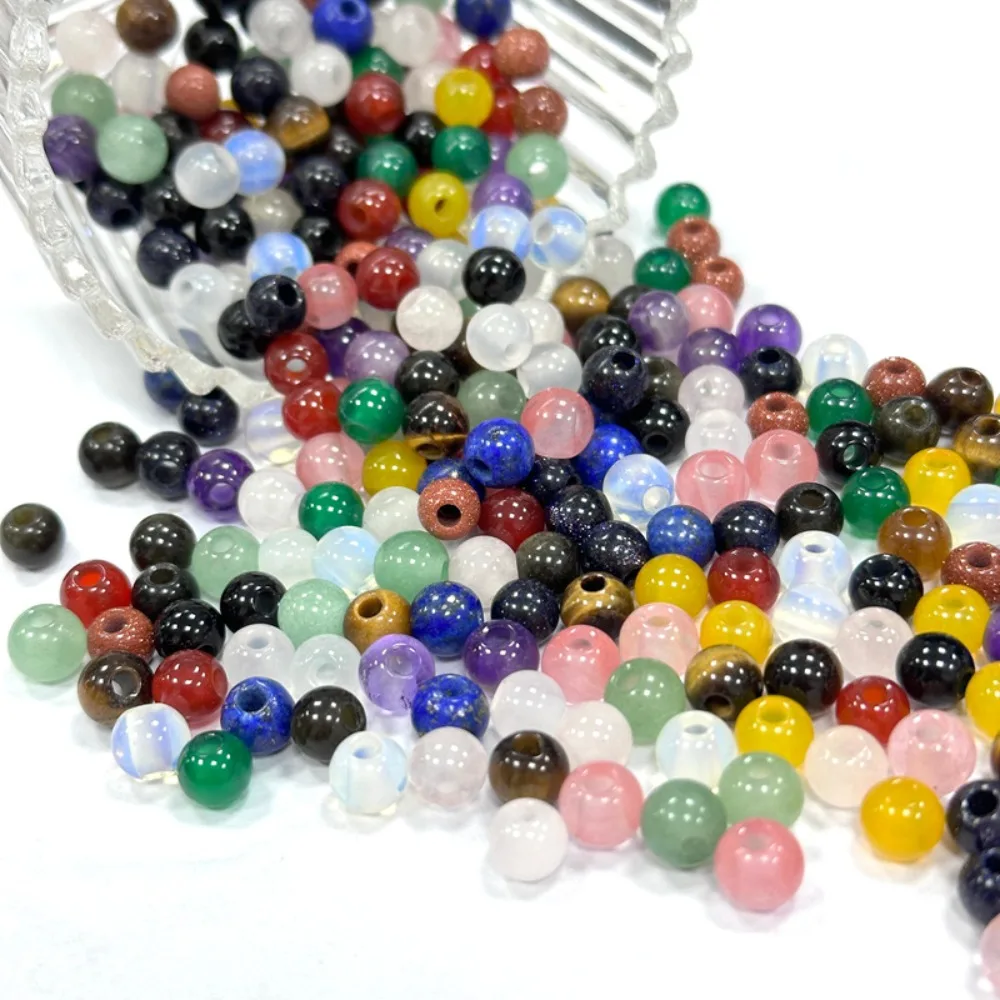 6mm Round Beads Natural Healing Crystal Stone 2mm Big Hole Loose Spacer Beads for DIY Bracelet Jewelry Making Accessories 10Pcs