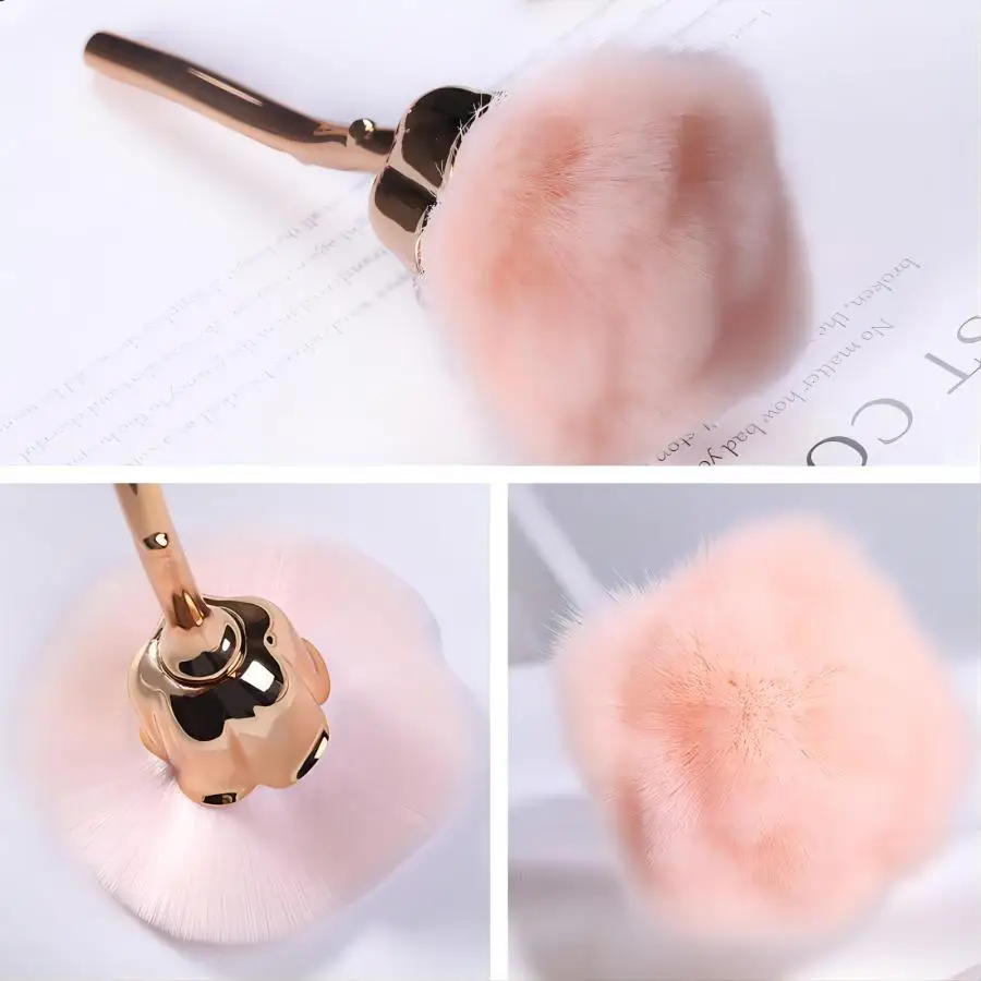 Flower Nail Brush For Manicure Rose Nail Art Brush Nail Accesories Tools Popular Round Small Gel polish Dust Cleaning Brushes