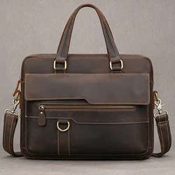 Luufan – mallette en cuir véritable pour hommes, sac à main, fourre-tout à bandoulière, en cuir de cheval fou, adapté à un ordinateur portable de 17 pouces