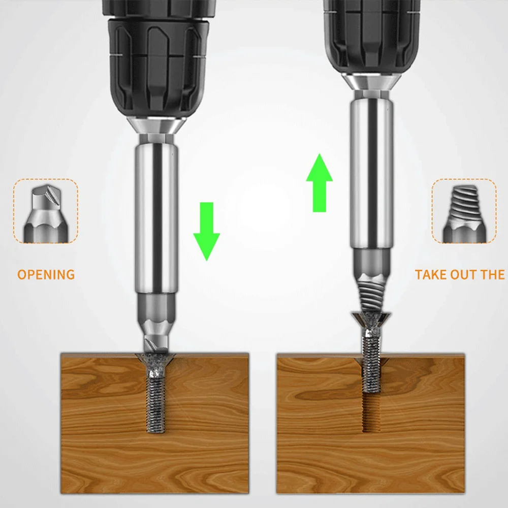 Damaged Screw Extractor Set Removal Tool Drill Bit Easy Out Disassemble Bolt Stud Slip Teeth Demolish Stripped Broken Remover
