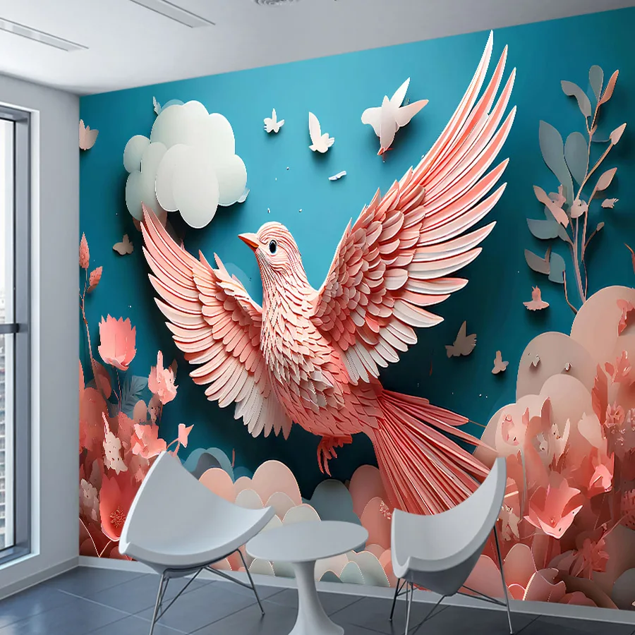 

10+ Waterproof Bird Cloud Creative Painting Peel n Stick Optional Wallpaper for Living Room TV Walls Home Decor Renovation Mural