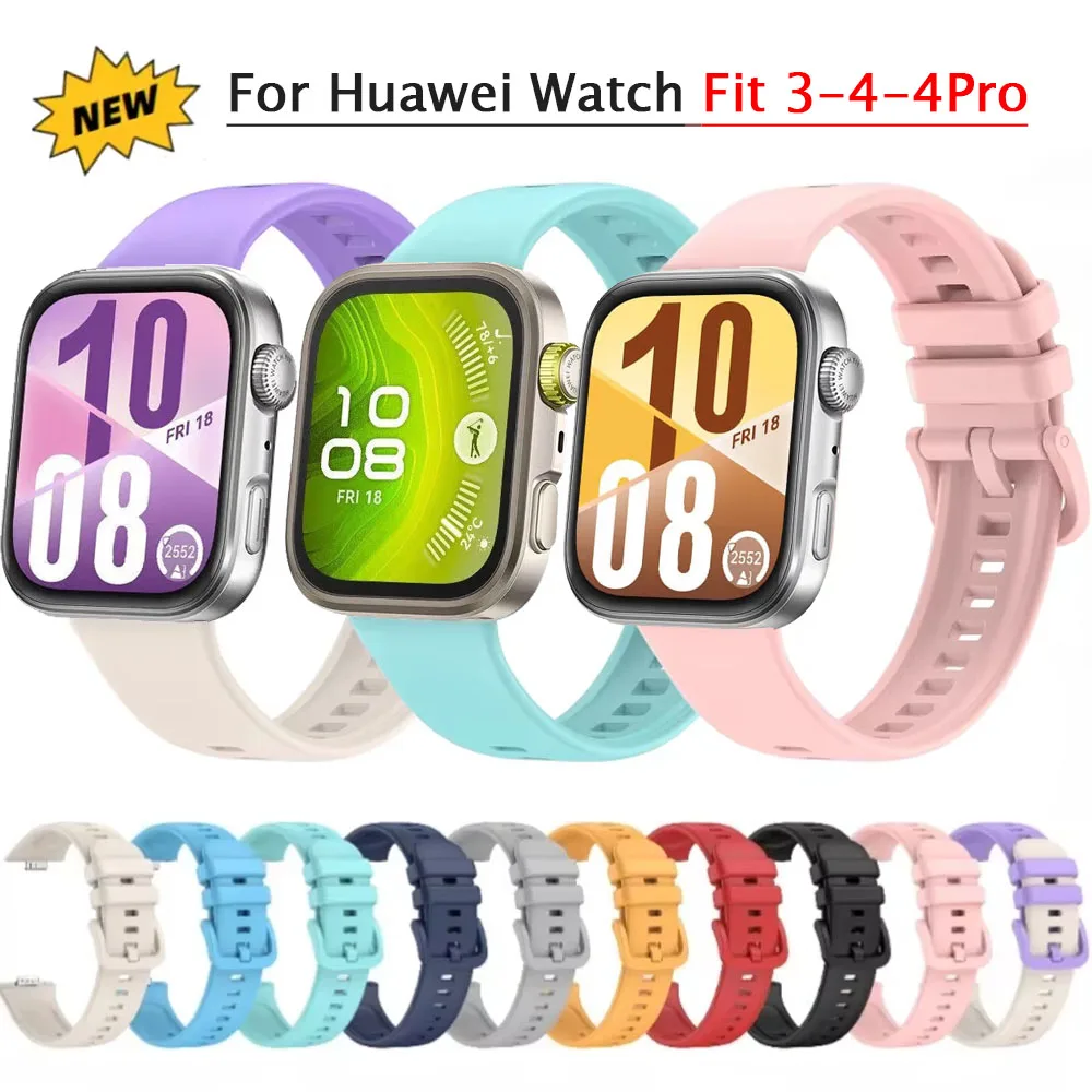 

Official Silicone Strap for Huawei Watch Fit 4-4Pro Colorful Buckle Comfortable Lightweight Wristband for Huawei Watch Fit 3-4