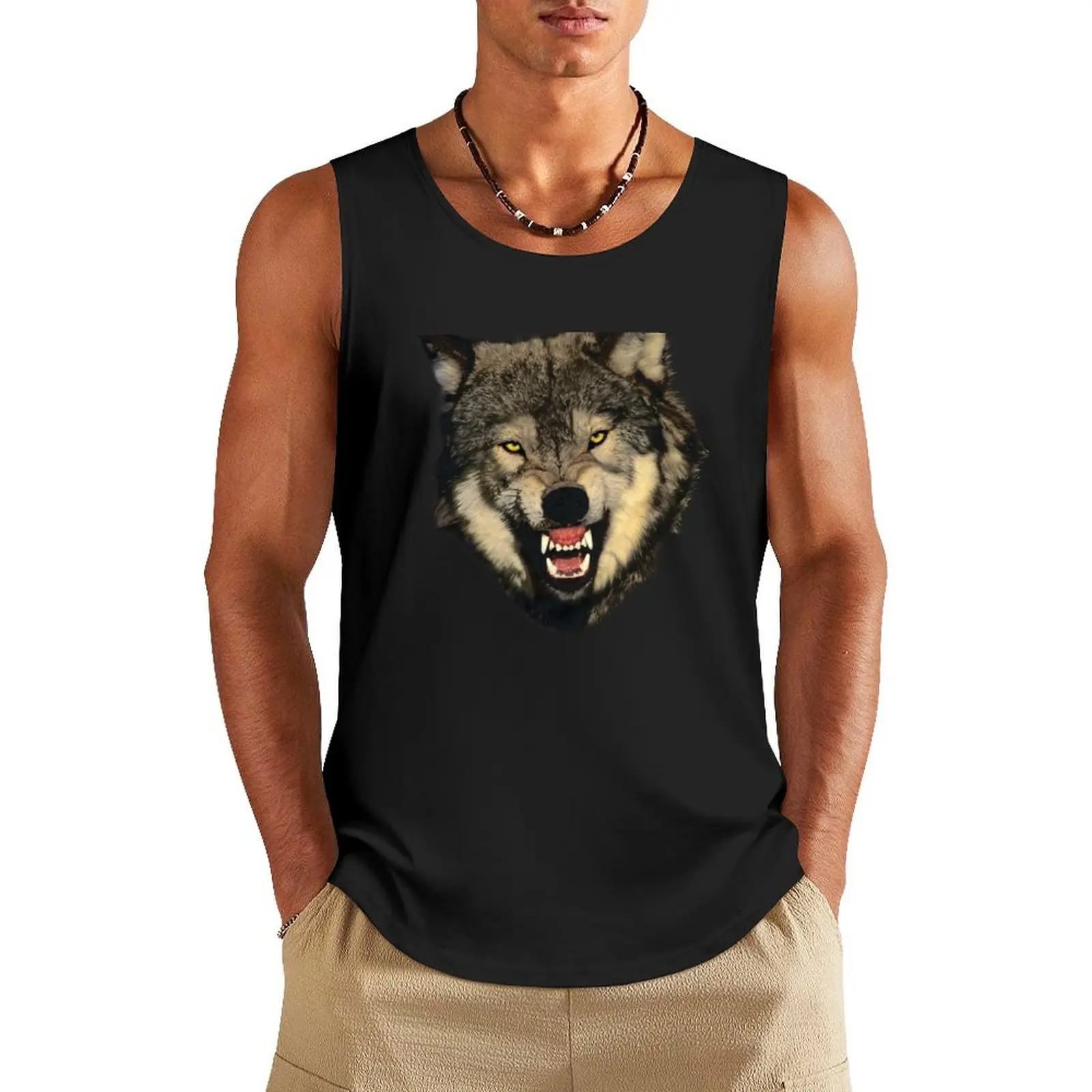 

Wolf Snarl Tank Top gym accessories men summer clothes