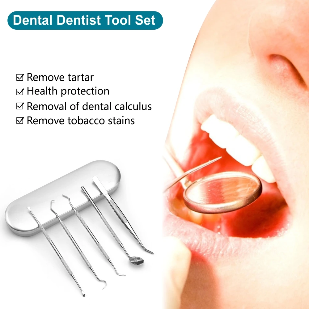 Làm Sạch Răng Bộ Dụng Cụ Gương Nhíp Cuốc Đầu Đo Cói Máy Miệng Nha Khoa Chăm Sóc Inox Cao Răng Loại Bỏ Nha Khoa Dụng Cụ