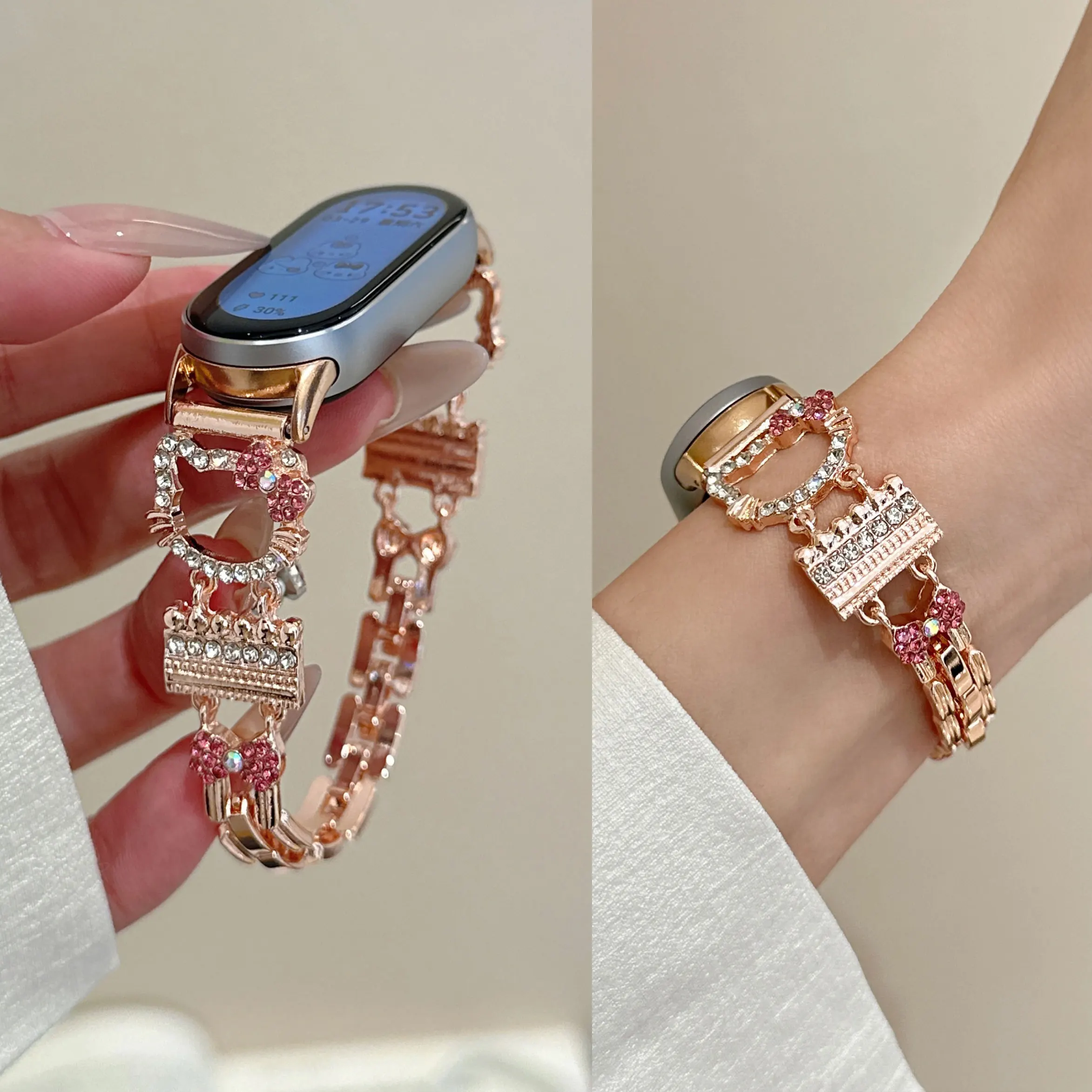 Cute Sparkling Strap for Xiaomi Smart Band 8 9 8 Pro 9 Pro Girls' Bracelet for Redmi Watch Watch4 5 Fashion Leisure Strap