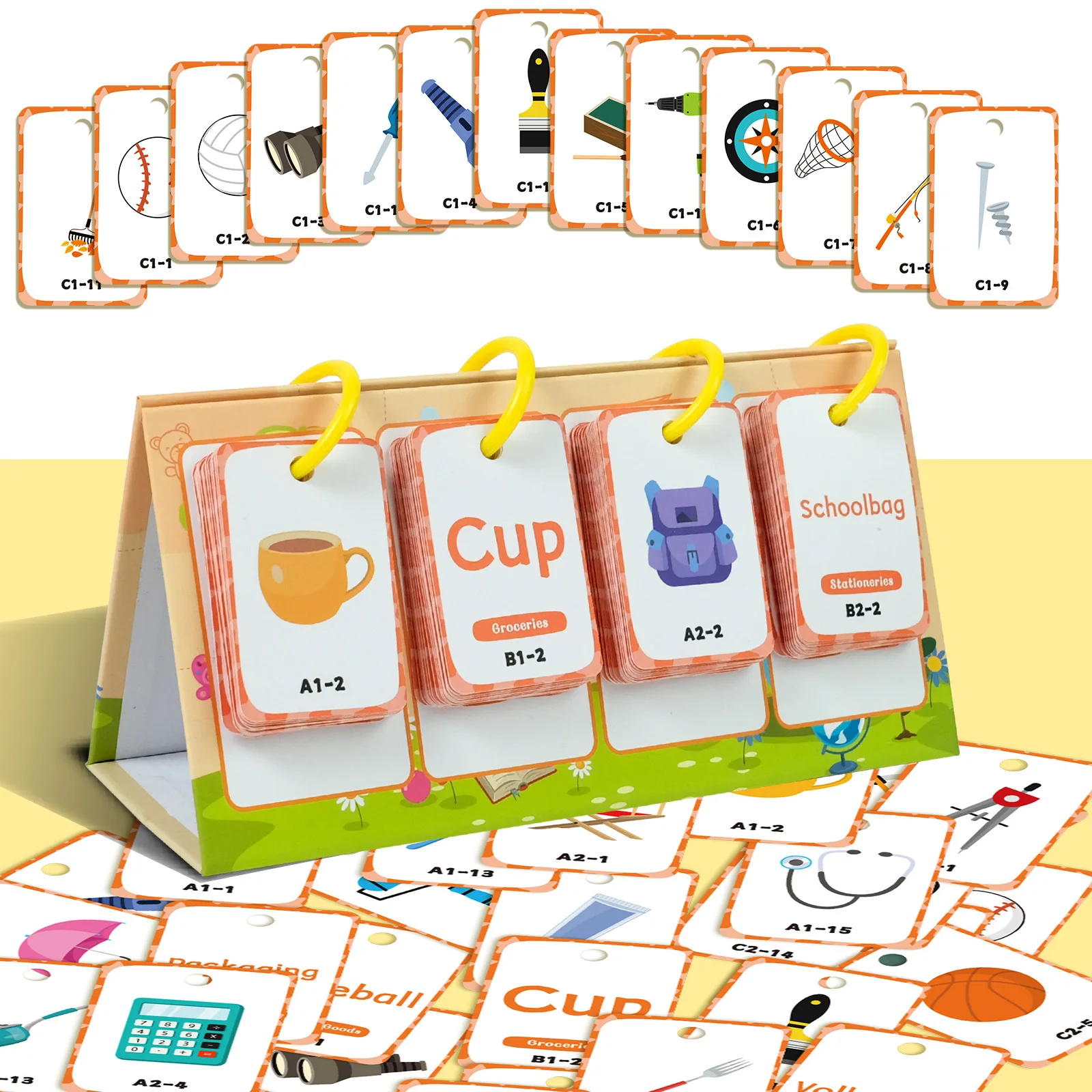 

96 Daily Supplies Cognition Desktop Educational Cards English Illustrated Early Education Parent Child Interactive Fun Useful