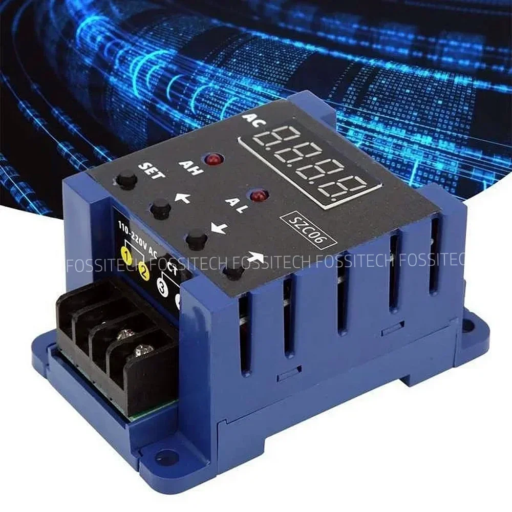 50A-500A Digital Ammeter AC Current Induction Switch with Upper Lower Limit Delay Alarm Relay Output Overload Protection SZC06