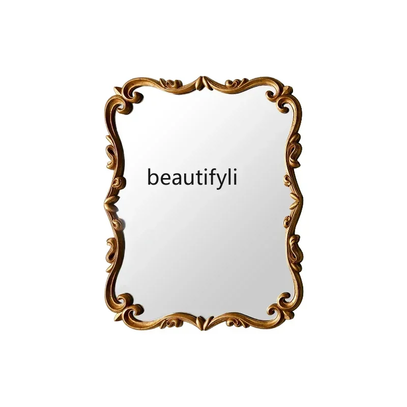 Q French Retro Bedroom Makeup Mirror Dressing European Style Wall-Mounted Fireplace Decoration Bathroom Bathroom Mirror