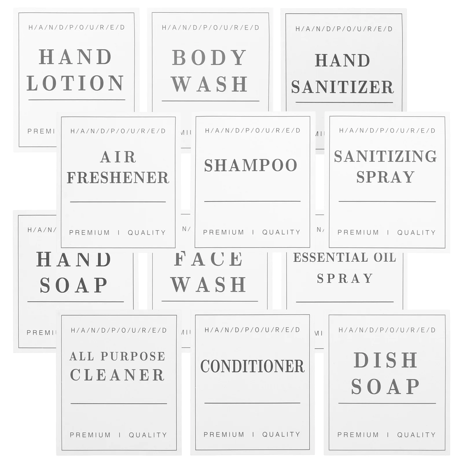 Bathroom Labels Set  Waterproof Refillable Bottles Stickers For Dish Soap Body Wash Conditioner Shampoo Display