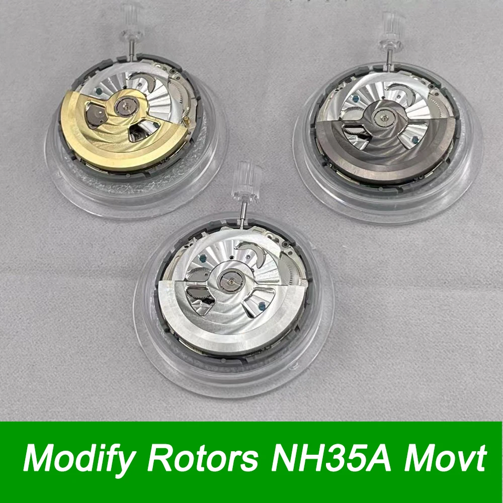 Japan NH35A Mechanical Watch Movement Modify Rotors Crown At 3 Replacements Part for Selfwinding Mechanism