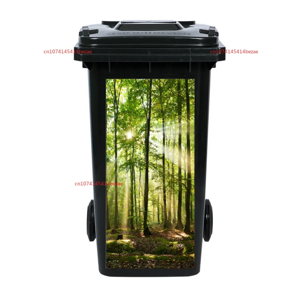 3D Natural Scenery Outdoor Trash Can Sticker Waterproof Removable Mural DIY Trash Can Lid Decal Home Decor Sticker