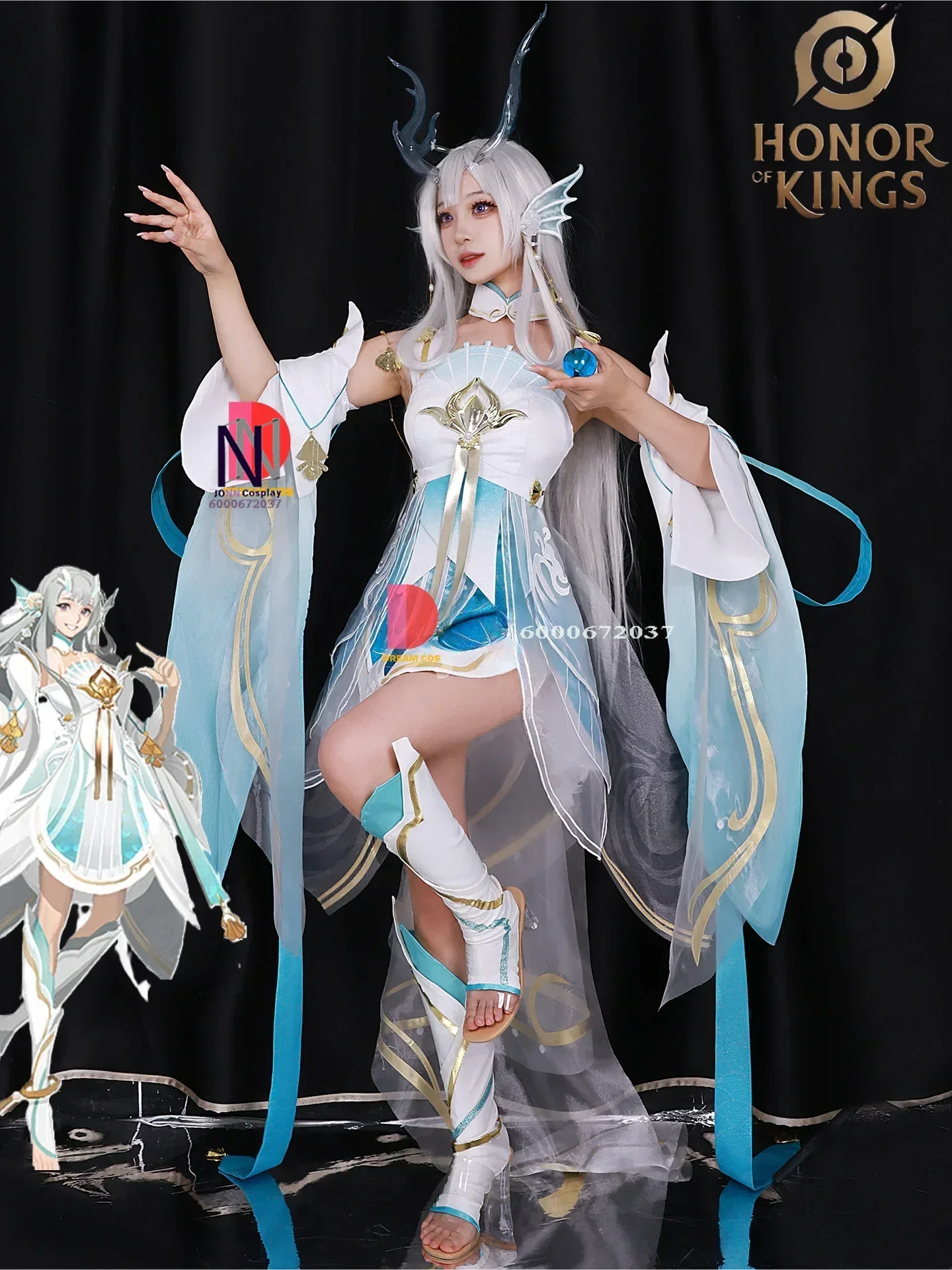 Game Honor of Kings Xi Shi Youlong Qingying Cosplay Costume Girl's Complete Set Outfit High Quality for Carnival Halloween Party