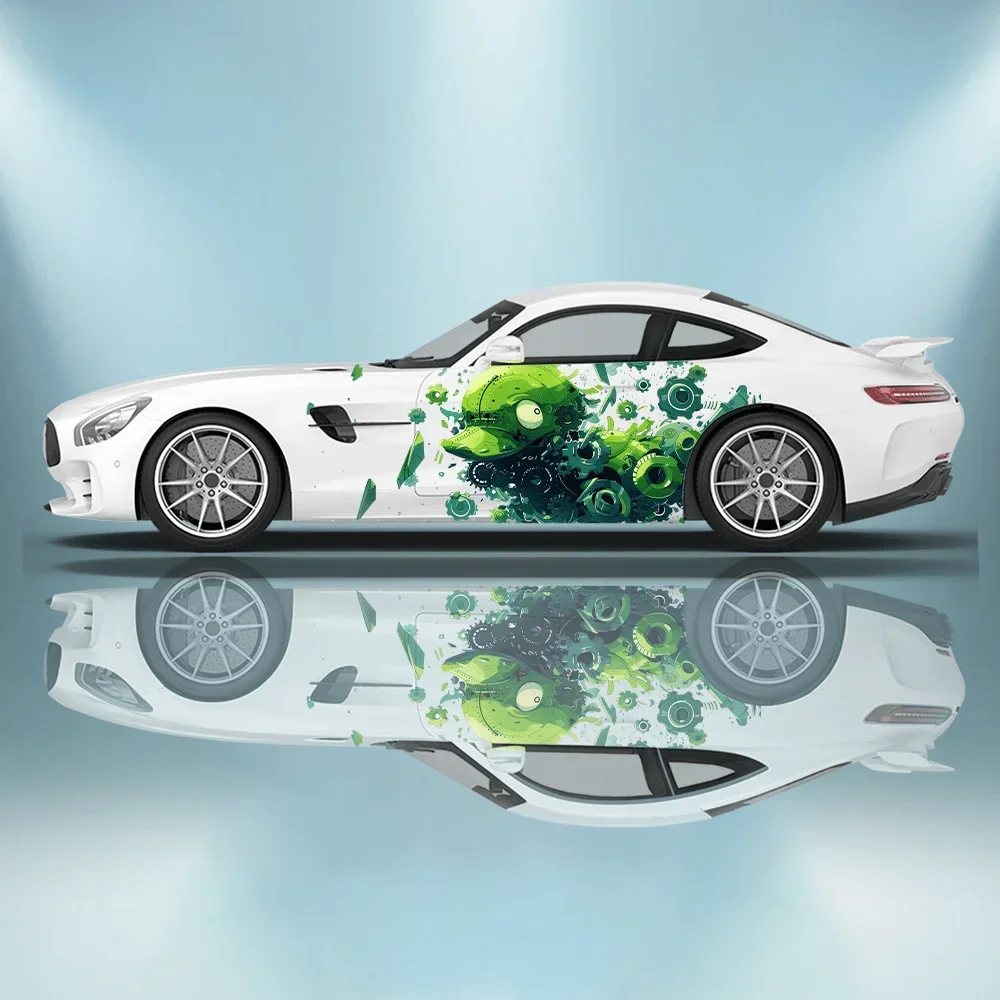 Grüne Flat Billed Duck Cartoon Auto Vinyl Wraps Aufkleber Selbstklebender PVC Aufkleber Geeignet für LKWs SUV Dekor Autozubehör