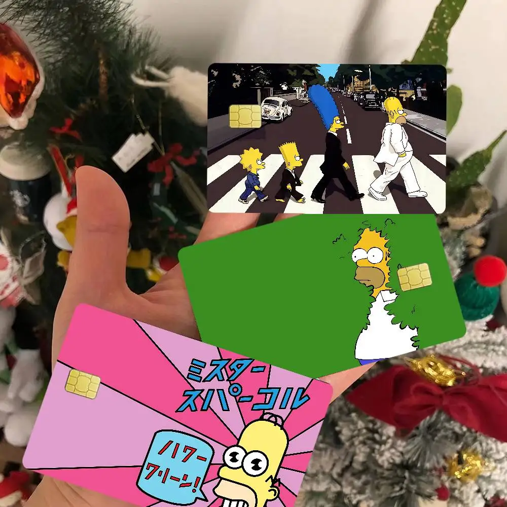 ملصق بطاقة الخصم الائتمانية DIY من كارتون The S-Simpsons ملصق تزيين للحفلات ملصق جلدي لبطاقة رقاقة صغيرة مقاومة للماء