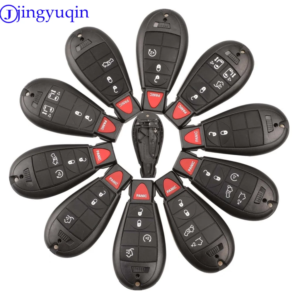 

jingyuqin 10ps With Blade 3 4 5 6 7 Buttons Remote Smart Key Shell For Chrysler Jeep Grand Cherokee 2008 - 2015 Fob Smart Key