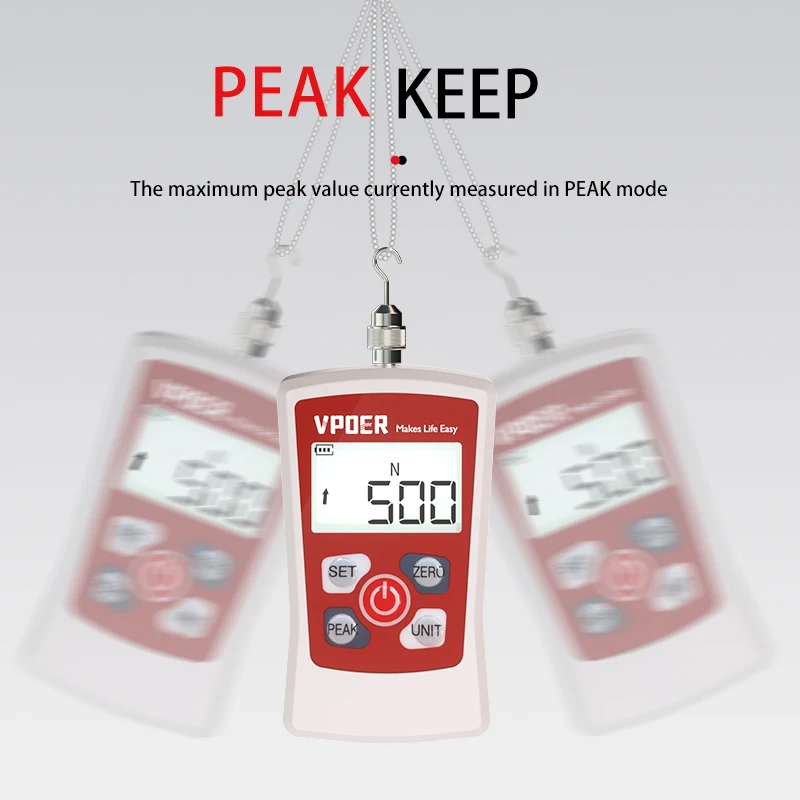 VDFG مقياس القوة الرقمي 50N/100N/300N/500N دفع سحب مقياس تستر مجموعة مقياس القوة المحمولة مع الإضاءة الخلفية التلقائية انقطاع التيار الكهربائي #2