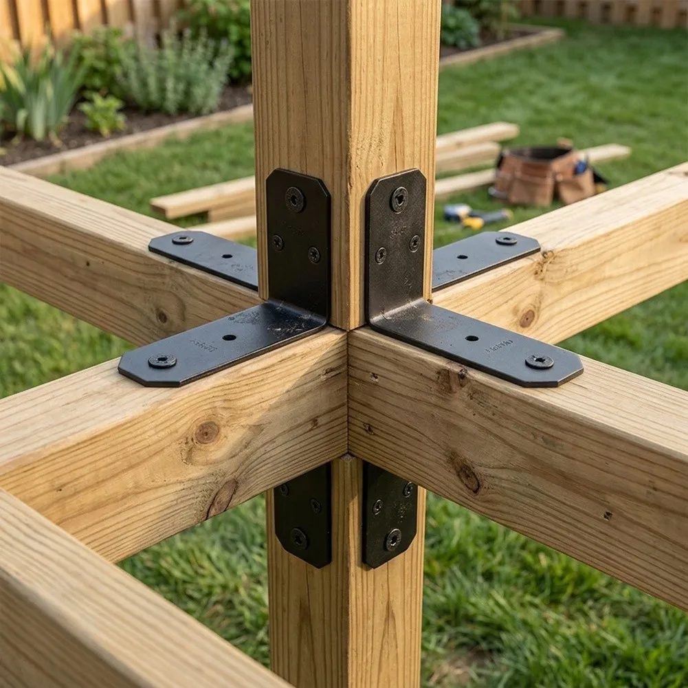 Fencing Projects for 4x4 Post Bracket Metal Fence Support Load Mechanism Black Carbon Steel Material Easy Installation
