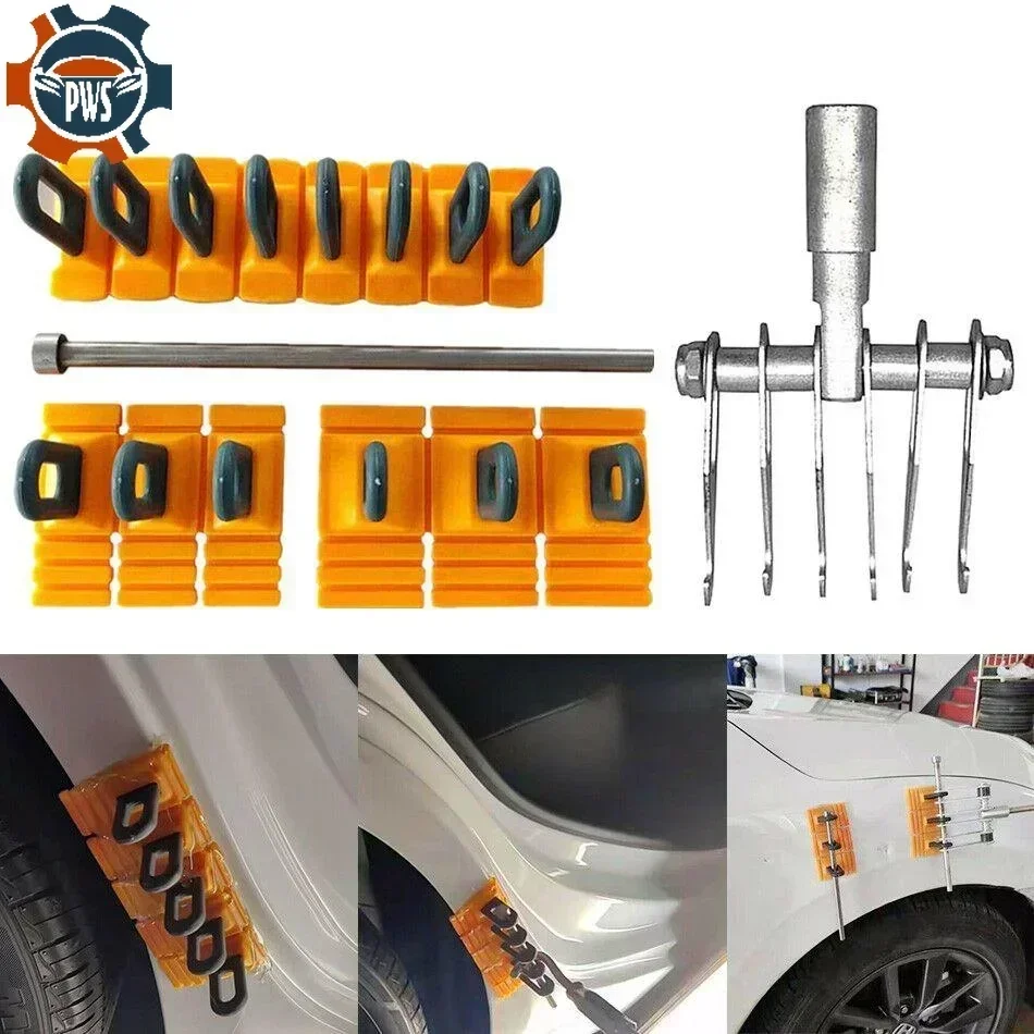 

New Paintless Glue Puller Tabs Dent Car Repair Tool Vehicle Dent Removal Repairing Tool Set Orange Dent Puller Kit