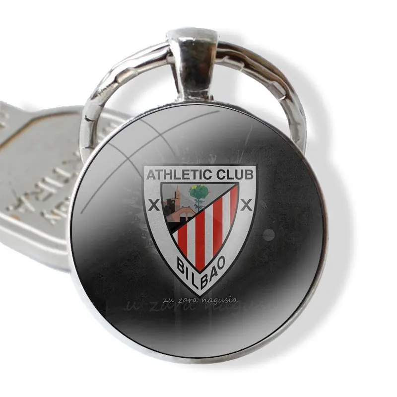 LLavero de cabujón de cristal hecho a mano, soporte colgante, llavero, logotipo del Athletic Club Bilbao FC