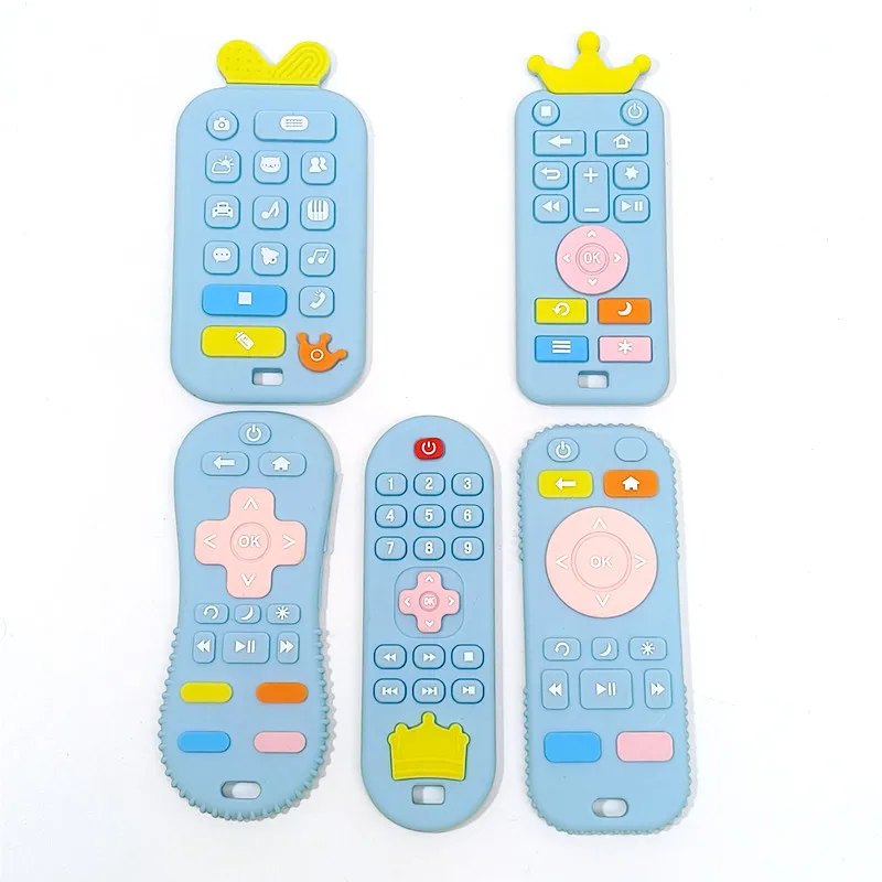 

Baby silicone remote control teether baby anti-eating hand teething stick cartoon soothing bite toys