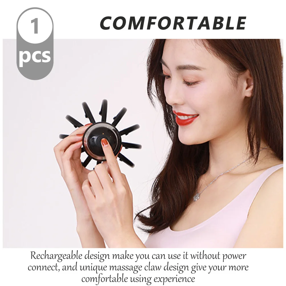 

Черный электрический массажер для кожи головы, перезаряжаемый уникальный дизайн когтей, портативный стимулятор акупунктурных точек для головы, релаксация, снятие стресса