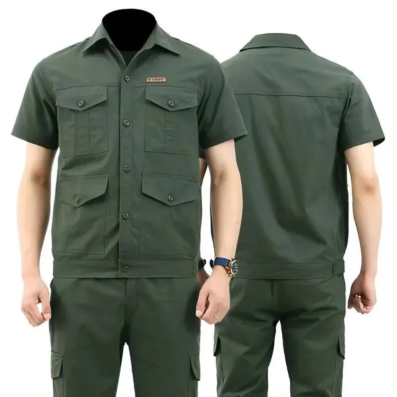 

Летний тонкий хлопковый рабочий костюм для мужчин: термостойкий, износостойкий, для сварки и строительных работ на открытом воздухе