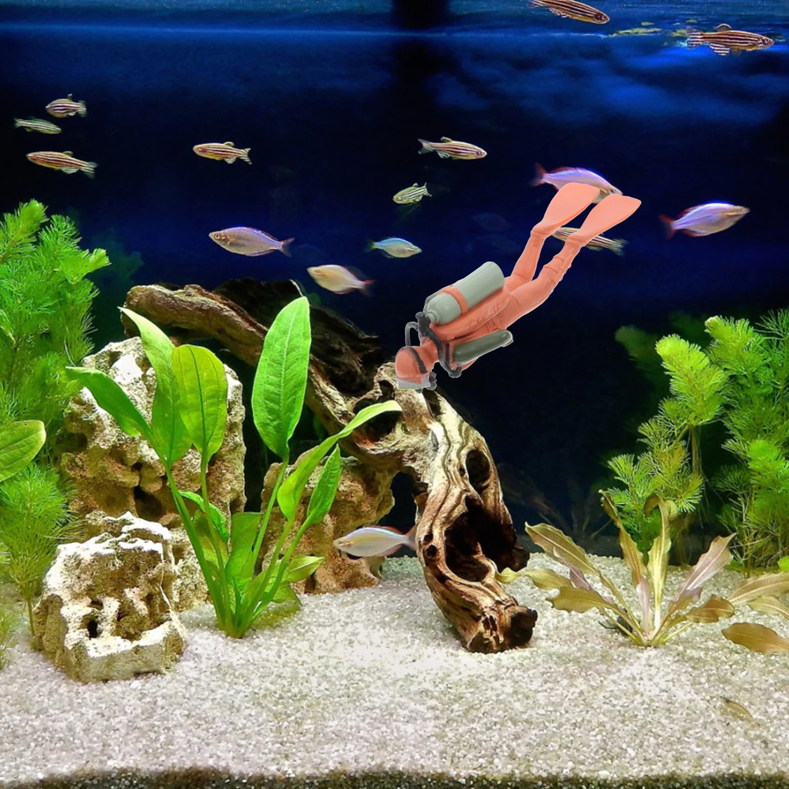 

Floating Diver Fish Tank Accessories Orange Plastic Scuba Diver Mini Swimmer Decorations for Aquarium Landscape Fish Tank