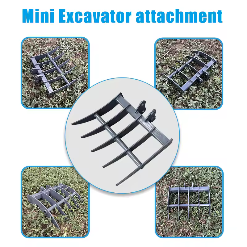 Mini Excavator Rake Five-Tooth Steel Rake Attachment additional product image
