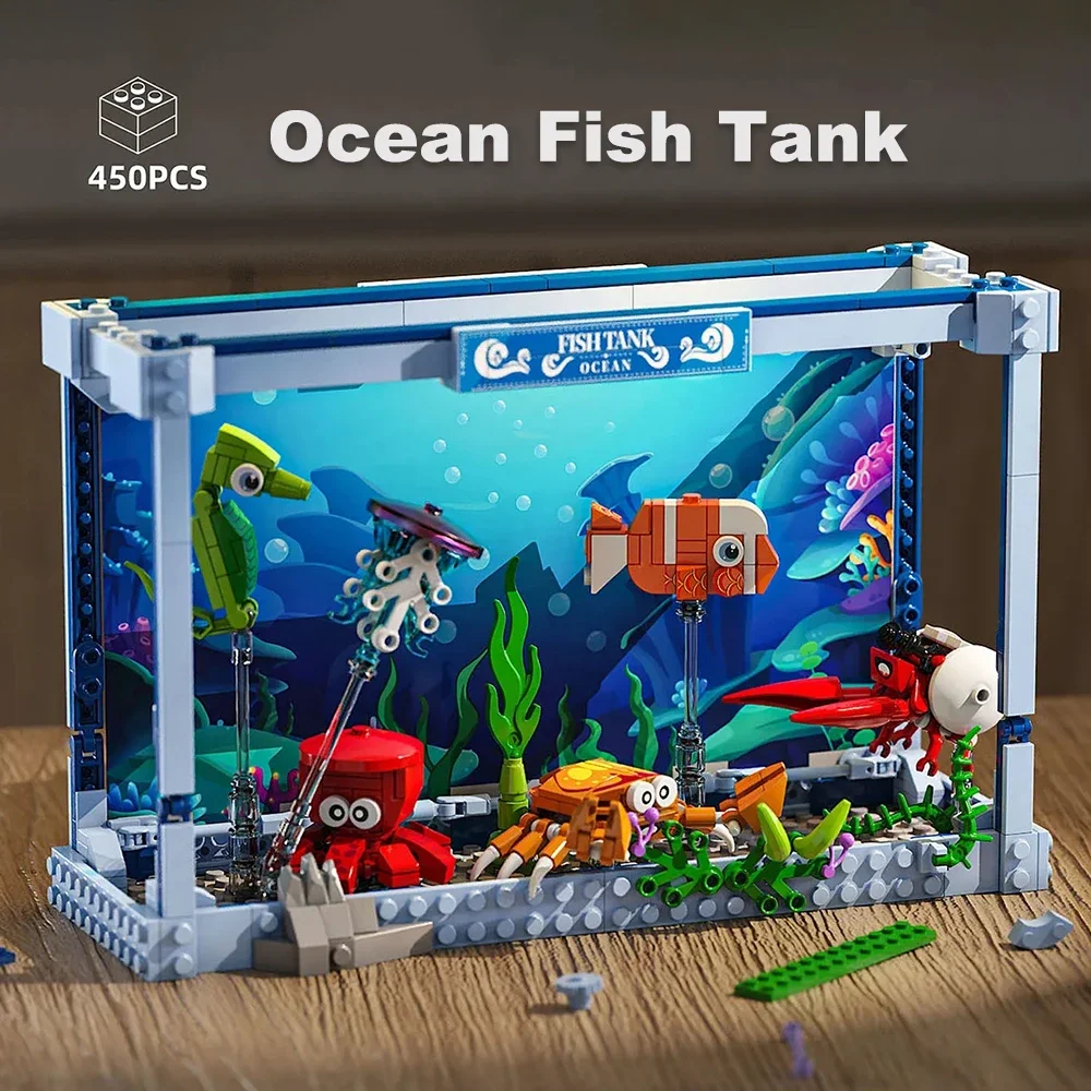 T2032 Creative Ocean Fish Tank Building Block Puzzle Toy Ornament Educational Gift for Girls' Birthday - view 2