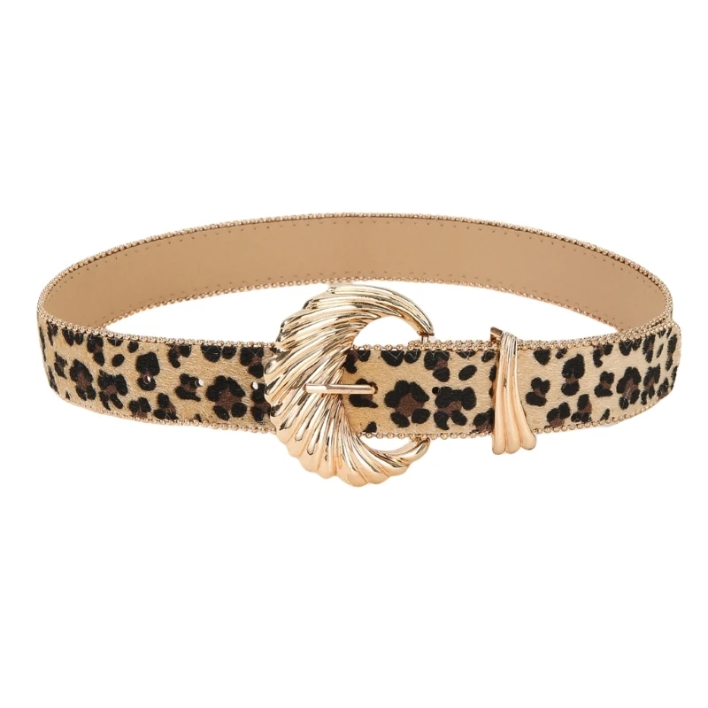 New Leopard Print Waistband Popular Belt Elegant Engraved Pin Buckle Belt for Shorts