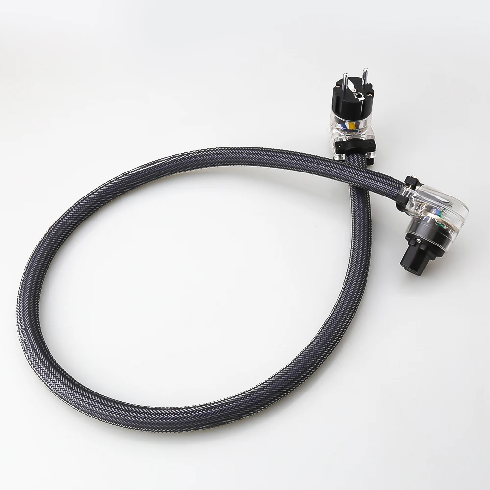 Hi-End OFC SCHUKO สายไฟฟ้ากระแสสลับ10AWG สายจ่ายไฟ90องศาสายไฟอียู