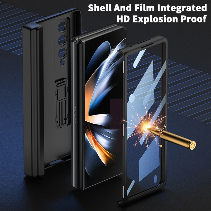 Magnetic Leather Screen Glass All-included Cover For Samsung Galaxy Z Fold 6 5 4 3 5G Case Folding protective Pen Holder Fold4