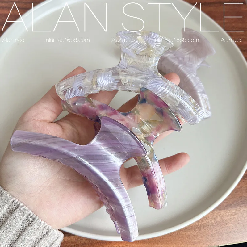 Large Size Purple Pink Hairclip Shark Hair Claw Acetate French Vintage Hair Accessories