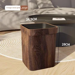 Wood Grain Trash Can Household High-looking Bathroom Kitchen B&B Hotel Trash Can