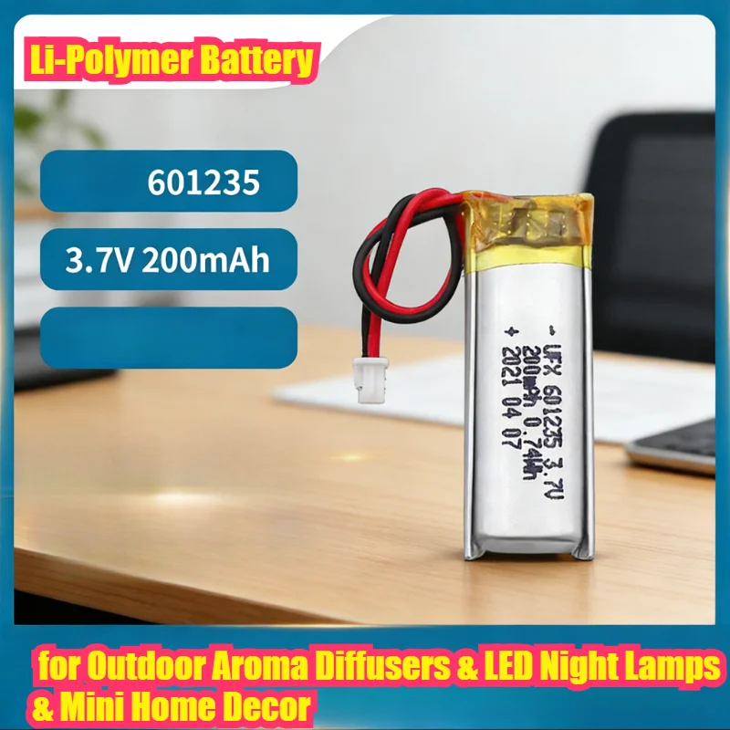 

Аккумулятор Li-Polymer UFX601235 200 мАч 3.7В для уличных аромадиффузоров, светодиодных ночников и миниатюрных устройств для домашнего декора