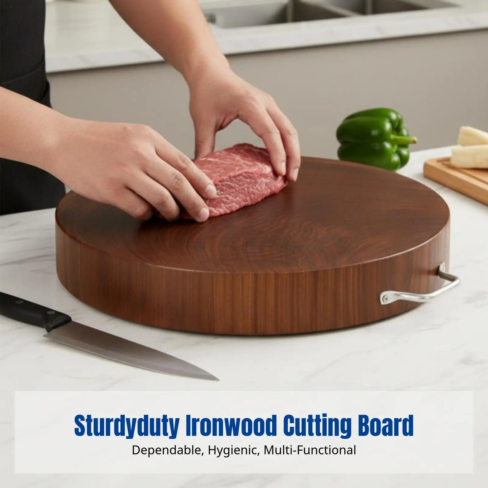 

Ironwood Cutting Board, Thickened Durable Wood, For Home & Commercial Kitchen